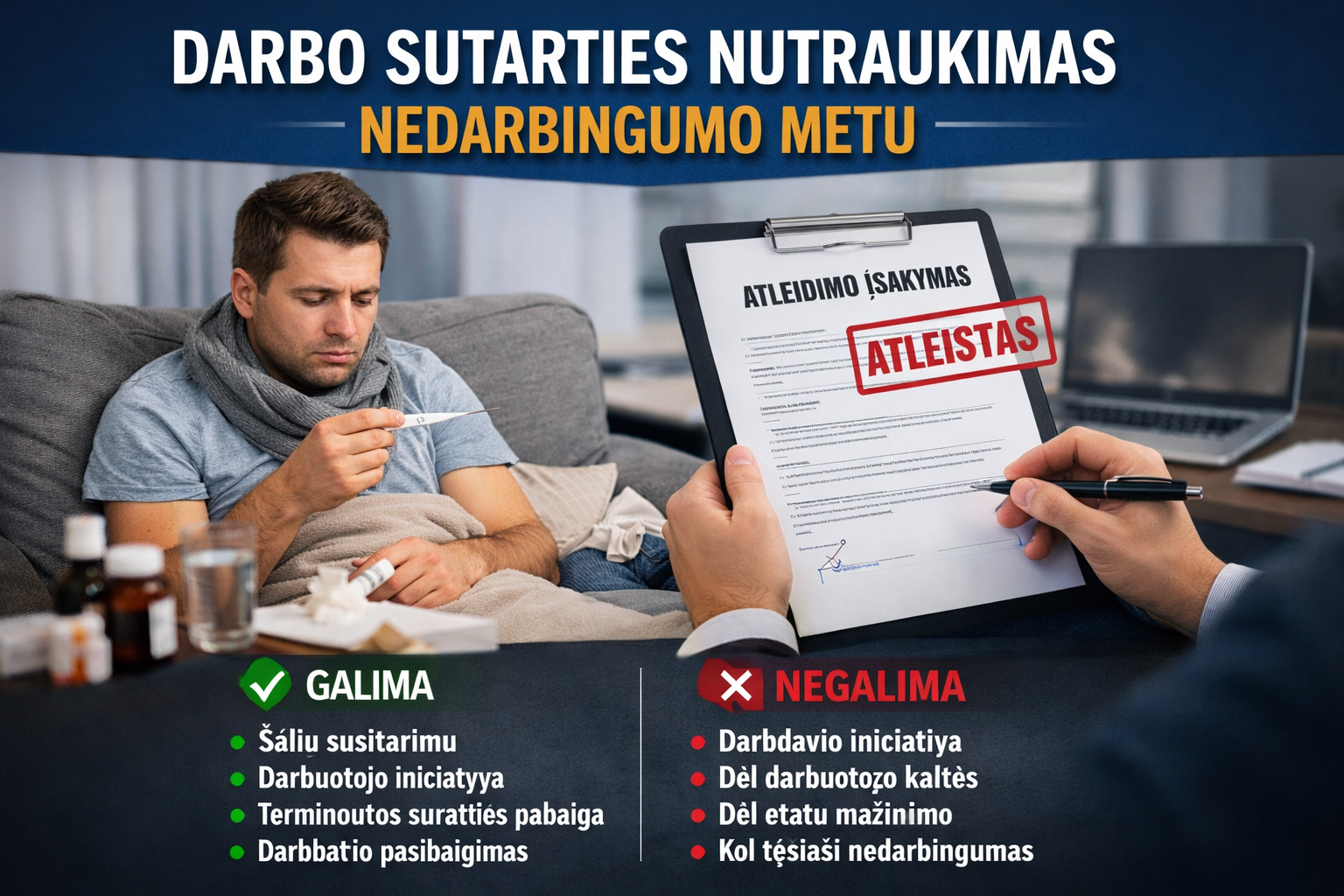 Read more about the article Kada galima nutraukti darbo sutartį nedarbingumo metu?